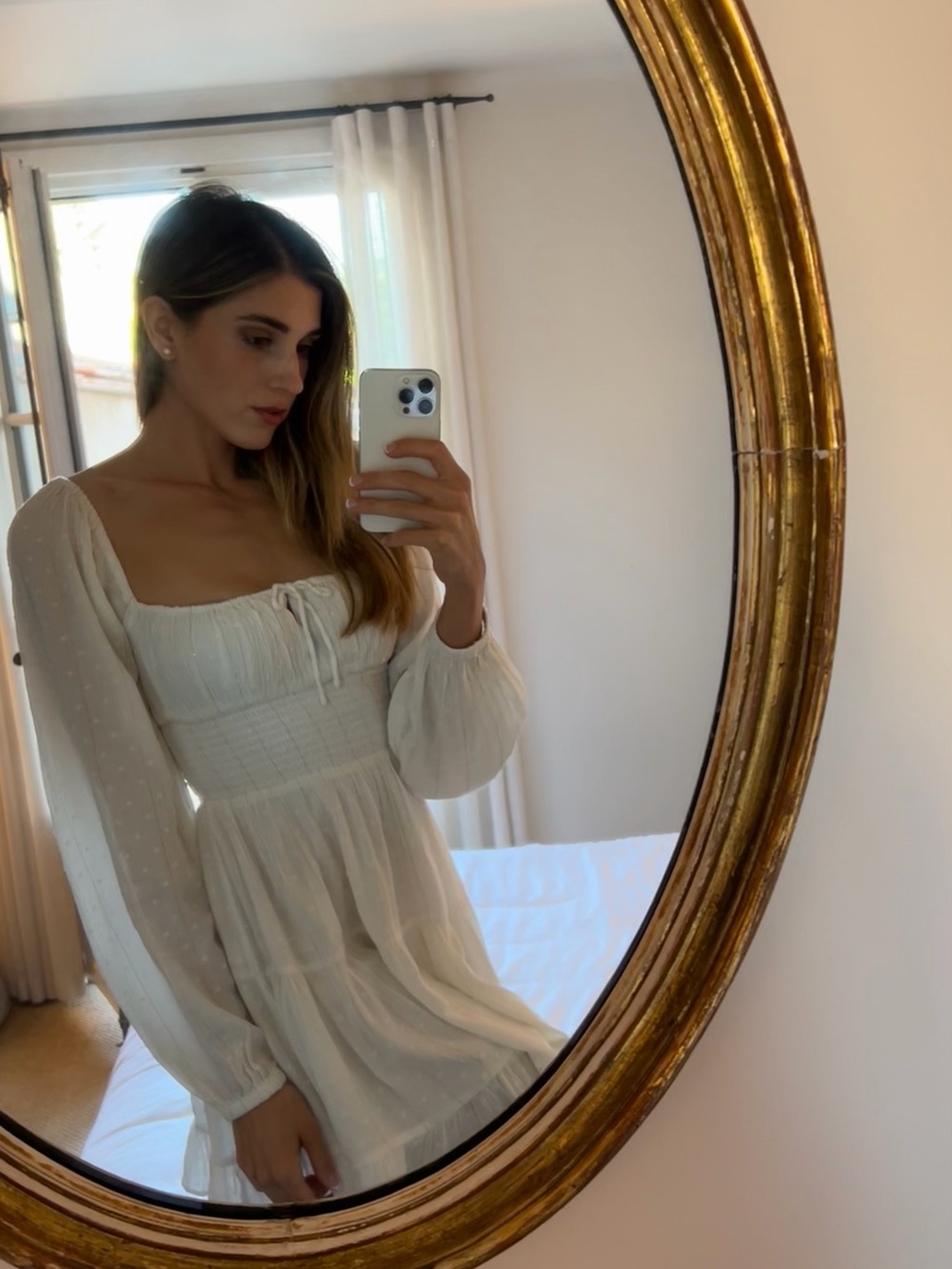 L*space White Long-Sleeve Mini Dress